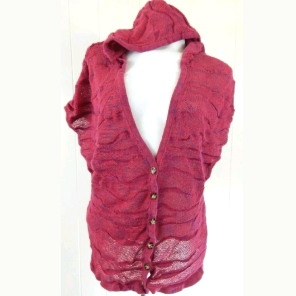 Moth Anthro Hooded Pink Knit Vest